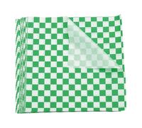 sourcing map 100pcs Square Checkered Pattern Wax Paper Sheets 8" x 8" Oil-Absorbing Dry Food Wrapping Paper for Sandwich Baking Liners Picnic Basket Bread Hamburger Wrap, Green