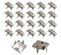 sourcing map 100pcs Square Pyramid Studs 8mm Carbon Steel 4 Claw Rivet Spike Graffiti Studs for Bags Shoes Leather Crafting Punk Rock Jeans Jacket, Brown Base with Black Spots