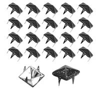 sourcing map 100pcs Square Pyramid Studs 9mm Carbon Steel 4 Claw Rivet Spike Graffiti Studs for Bags Shoes Leather Crafting Punk Rock Jeans Jacket, Black Base with White Spots