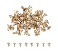sourcing map 100Pcs ST4 x 14mm Pan Head Self Tapping Screws, Galvanized Carbon Steel Self Drilling Screws for Metal Sheet Metal Screw, Gold