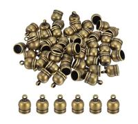 sourcing map 100Pcs Tassel Cord End Caps, 8.8mm Glue in Leather Barrel Connectors for DIY Making Bracelets Pendant, Bronze Tone