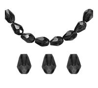 sourcing map 100pcs Teardrop Crystal Glass Beads, 4x6mm Vertical Hole Faceted Glass Teardrop Spacer Beads for Necklace Bracelet DIY Jewelry Making, Black