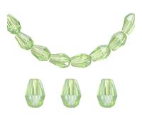 sourcing map 100pcs Teardrop Crystal Glass Beads, 4x6mm Vertical Hole Faceted Glass Teardrop Spacer Beads for Necklace Bracelet DIY Jewelry Making, Shiny Light Green
