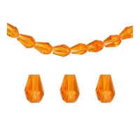 sourcing map 100pcs Teardrop Crystal Glass Beads, 4x6mm Vertical Hole Faceted Glass Teardrop Spacer Beads for Necklace Bracelet DIY Jewelry Making, Light Orange Red