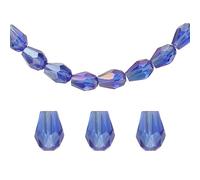 sourcing map 100pcs Teardrop Crystal Glass Beads, 4x6mm Vertical Hole Faceted Glass Teardrop Spacer Beads for Necklace Bracelet DIY Jewelry Making, Shiny Blue