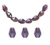 sourcing map 100pcs Teardrop Crystal Glass Beads, 4x6mm Vertical Hole Faceted Glass Teardrop Spacer Beads for Necklace Bracelet DIY Jewelry Making, Shiny Violet
