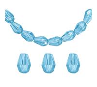 sourcing map 100pcs Teardrop Crystal Glass Beads, 4x6mm Vertical Hole Faceted Glass Teardrop Spacer Beads for Necklace Bracelet DIY Jewelry Making, Lake Blue