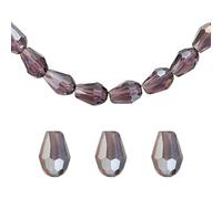 sourcing map 100pcs Teardrop Crystal Glass Beads, 6x8mm Vertical Hole Faceted Glass Teardrop Spacer Beads for Necklace Bracelet DIY Jewelry Making, Shiny Violet