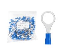 sourcing map 100pcs Terminals Ring Connectors #3/8" Tinned Copper Insulated Ring Crimp Terminals 22-16 Gauge for Electrical Industrial Chemical Project, Blue