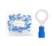 sourcing map 100pcs Terminals Ring Connectors #5/16" Tinned Copper Insulated Ring Crimp Terminals 22-16 Gauge for Electrical Industrial Chemical Project, Blue