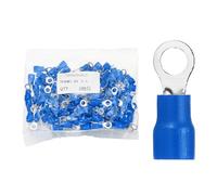 sourcing map 100pcs Terminals Ring Connectors #8" Tinned Copper Insulated Ring Crimp Terminals 16-14 Gauge for Electrical Industrial Chemical Project, Blue