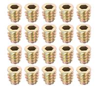sourcing map 100Pcs Threaded Inserts, M6-1x13 Zinc Alloy Hex-Flanged Nut Threaded Inserts, Hex Socket Drive Nut Threaded Inserts Bolt Fastener Connector for Wood, Furniture Nuts