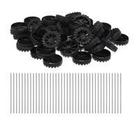 sourcing map 100pcs Toy Car Wheels, 30mmx8mm Plastic Roll and 2mmx50mm Shaft Round Rod Axles for DIY RC Car Truck Boat Helicopter Model Part, Black