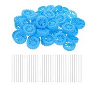 sourcing map 100pcs Toy Car Wheels, 45mmx12mm Plastic Roll and 2mmx100mm Shaft Round Rod Axles for DIY RC Car Truck Boat Helicopter Model Part, Blue