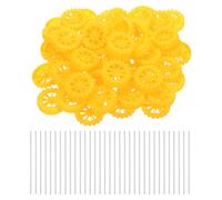 sourcing map 100pcs Toy Car Wheels, 45mmx12mm Plastic Roll and 2mmx100mm Shaft Round Rod Axles for DIY RC Car Truck Boat Helicopter Model Part, Yellow