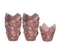 sourcing map 100pcs Tulip Cupcake Liners Greaseproof Baking Cups Paper Cupcake Wrappers Holders for Parties Weddings Birthdays, Dark Maple Leaf