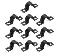 sourcing map 100Pcs U-Shaped Pipe Clamp, 1/2 Inch(12mm) 2 Hole U-Tube Strap Clamp Heavy Duty Connector Bracket for Conduit Cables Wire Cord, Black