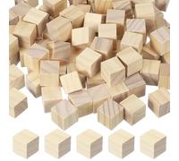 sourcing map 100Pcs Unfinished Wooden Cubes, 20mm / 0.79in Wood Square Blocks, Plain Wooden Blocks for Paint DIY Crafts Puzzle Making Art Projects Party Decoration, Wood Color