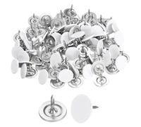 sourcing map 100Pcs Upholstery Tacks, 11mmx10mm Flat Head Thumb Tack Decorative Furniture Nails Push Pins for Furniture Sofa Headboards, White