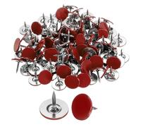 sourcing map 100Pcs Upholstery Tacks, 11mmx10mm Flat Head Thumb Tack Decorative Furniture Nails Push Pins for Furniture Sofa Headboards, Red
