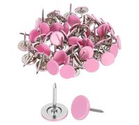 sourcing map 100Pcs Upholstery Tacks, 11mmx15mm Flat Head Thumb Tack Decorative Furniture Nails Push Pins for Furniture Sofa Headboards, Pink