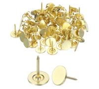sourcing map 100Pcs Upholstery Tacks, 11mmx15mm Flat Head Thumb Tack Decorative Furniture Nails Push Pins for Furniture Sofa Headboards, Gold