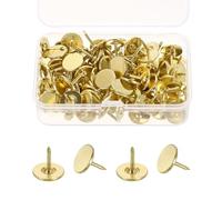 sourcing map 100Pcs Upholstery Thumb Tacks, 11mm x 11mm Flat Head Push Pins, Upholstery Tacks Decorative Nails for Wood Wall Furniture, Gold