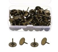 sourcing map 100Pcs Upholstery Thumb Tacks, 11mm x 11mm Flat Head Push Pins, Upholstery Tacks Decorative Nails for Wood Wall Furniture, Bronze