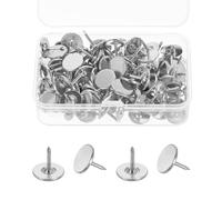 sourcing map 100Pcs Upholstery Thumb Tacks, 11mm x 11mm Flat Head Push Pins, Upholstery Tacks Decorative Nails for Wood Wall Furniture, Silver