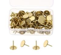 sourcing map 100Pcs Upholstery Thumb Tacks, 11mm x 13mm Flat Head Push Pins, Upholstery Tacks Decorative Nails for Wood Wall Furniture, Gold