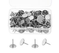 sourcing map 100Pcs Upholstery Thumb Tacks, 11mm x 13mm Flat Head Push Pins, Upholstery Tacks Decorative Nails for Wood Wall Furniture, Silver
