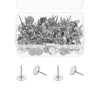 sourcing map 100Pcs Upholstery Thumb Tacks, 11mm x 17mm Flat Head Push Pins, Upholstery Tacks Decorative Nails for Wood Wall Furniture, Silver