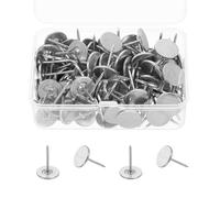 sourcing map 100Pcs Upholstery Thumb Tacks, 14mm x 20mm Flat Head Push Pins, Upholstery Tacks Decorative Nails for Wood Wall Furniture, Silver