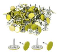 sourcing map 100Pcs Upholstery Thumb Tacks, 7/16" x 3/8" Flat Head Upholstery Push Pins Decorative Nails for Wood Wall Furniture, Light Yellow