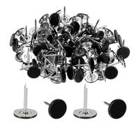 sourcing map 100Pcs Upholstery Thumb Tacks, 7/16" x 9/16" Flat Head Upholstery Push Pins Decorative Nails for Wood Wall Furniture, Black