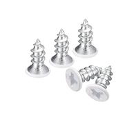 sourcing map 100pcs White Flat Head Phillips Self Tapping Screws, ST4 x 10mm, for Woodworking