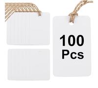 sourcing map 100Pcs White Plastic Shipping Tags, 2" x 1" Waterproof Labeling Tag Writable Blank Hang Perforated with Thread & Wire for Valve Marking, Gift, Luggage, Garage, Inventory