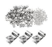 sourcing map 100pcs Wire Fence Clips 0.24" Stainless Steel Fence Wire Clamps Agricultural Fencing Mounting Clips with 100pcs Screws for Mounting 12-16 Gauge Wires to Wood Metal or Vinyl Fence