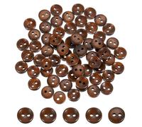 sourcing map 100Pcs Wooden Buttons, 10mm(0.39 Inch) 2 Hole Round Wood Sewing Buttons Craft for Sewing DIY Craft Clothing, Brown