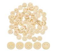 sourcing map 100Pcs Wooden Buttons, 9mm(0.35 Inch) 2 Hole Round Wood Sewing Button Craft for Sewing DIY Craft Clothing, Natural Wood