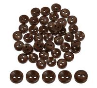 sourcing map 100Pcs Wooden Buttons, 9mm(0.35 Inch) 2 Hole Round Wood Sewing Button Craft for Sewing DIY Craft Clothing, Dark Brown