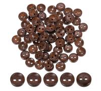 sourcing map 100Pcs Wooden Buttons, 9mm(0.35 Inch) 2 Hole Round Wood Sewing Button Craft for Sewing DIY Craft Clothing, Brown