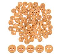 sourcing map 100Pcs Wooden Buttons, 9mm(0.35 Inch) 2 Hole Round Wood Sewing Button Craft for Sewing DIY Craft Clothing, Light Orange