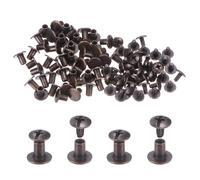 sourcing map 100set Chicago Screws Buttons 5/16" Round Flat Head Zinc Alloy Metal Nail Rivet Studs Metal Studs Rivets Copper for Leather Crafting Bag Belt