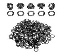 sourcing map 100Set Grommets Eyelets 6mm 1/4 Inch Brass Eyelets Kit with Washers for Fabric Curtain Tarps Leather Belt Shoes Bag DIY, Black