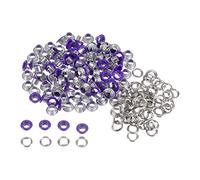 sourcing map 100set Grommets Kit Metal Eyelets 4.5mm 3/16" Hole Tiny Grommet for Shoes Clothes Belt Bag DIY Project, Purple