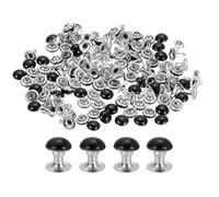 sourcing map 100Set Leather Rivets Studs, 5mm/0.2" Purse Handbag Feet Mushroom Dome Round Metal Rivets Studs Screw Back for Leather Craft DIY Bag, Matt Black