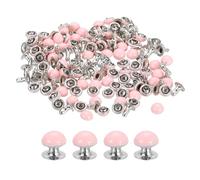 sourcing map 100Set Leather Rivets Studs, 5mm/0.2" Purse Handbag Feet Mushroom Dome Round Metal Rivets Studs Screw Back for Leather Craft DIY Bag, Pink