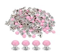 sourcing map 100Set Leather Rivets Studs, 6mm/0.2" Purse Handbag Feet Mushroom Dome Round Metal Rivets Studs Screw Back for Leather Craft DIY Bag, Pink