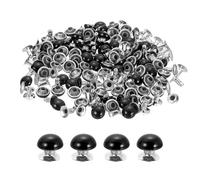 sourcing map 100Set Leather Rivets Studs, 7mm/0.3" Purse Handbag Feet Mushroom Dome Round Metal Rivets Studs Screw Back for Leather Craft DIY Bag, Matt Black